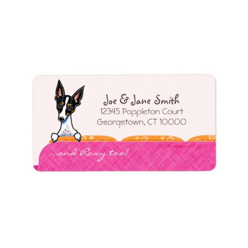 Rat Terrier Pink Couch Custom Pet Name Label