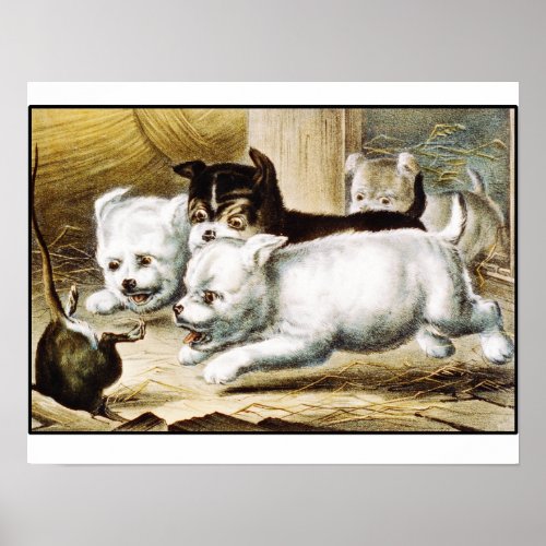 Rat Terrier Puppies _ Vintage Fine Art Poster