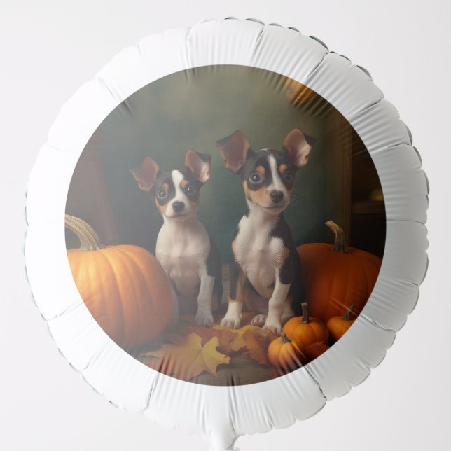 Rat Terrier Puppy Autumn Delight Pumpkin  Balloon (Front)