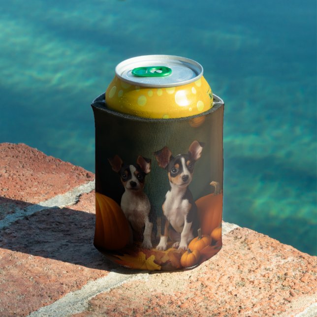 Rat Terrier Puppy Autumn Delight Pumpkin  Can Cooler (In Situ Pool)