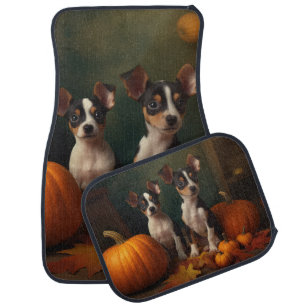 Rat Terrier Puppy Autumn Delight Pumpkin Car Floor Mat