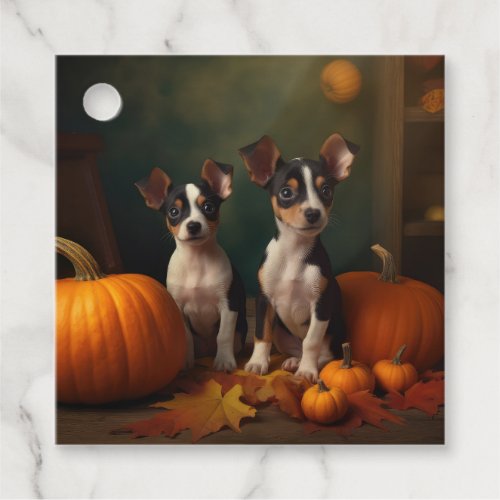 Rat Terrier Puppy Autumn Delight Pumpkin  Favor Tags