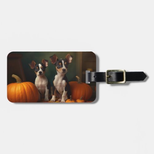 Rat Terrier Puppy Autumn Delight Pumpkin  Luggage Tag