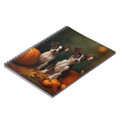 Rat Terrier Puppy Autumn Delight Pumpkin  Notebook