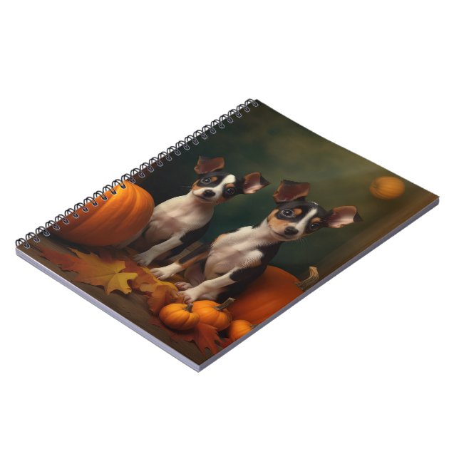 Rat Terrier Puppy Autumn Delight Pumpkin  Notebook (Left Side)