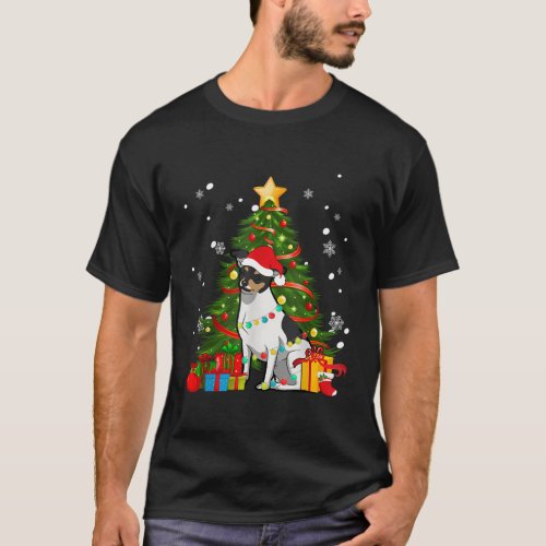 Rat Terrier Santa Tree Light Pajama Dog T_Shirt