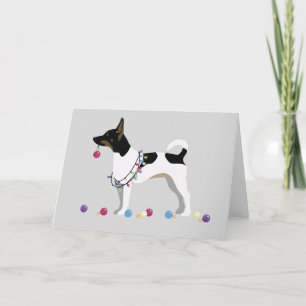 Rat Terrier Silhouette Christmas Design Holiday Card