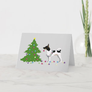 Rat Terrier Silhouette Christmas Design Holiday Card