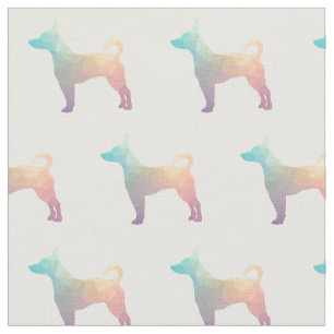 Rat Terrier Silhouette Tiled - Pastel Fabric