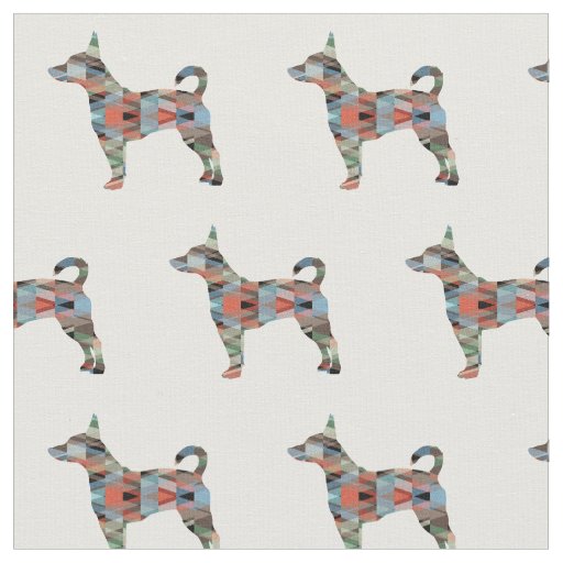 Rat Terrier Silhouette Tiled - Plaid Fabric