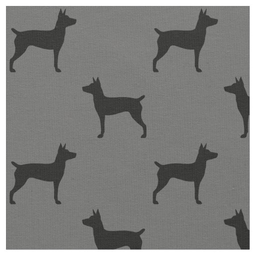 Rat Terrier Silhouettes Black and Grey Patterned Fabric