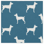 Rat Terrier Silhouettes Blue and White Patterned Fabric