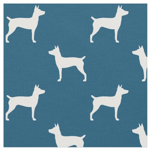 Rat Terrier Silhouettes Blue and White Patterned Fabric