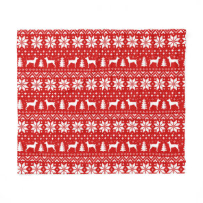 Rat Terrier Silhouettes Christmas Holiday Pattern Fleece Blanket