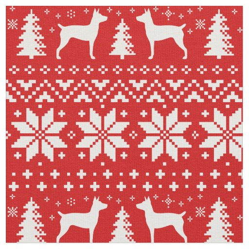 Rat Terrier Silhouettes Christmas Holiday Xmas Fabric