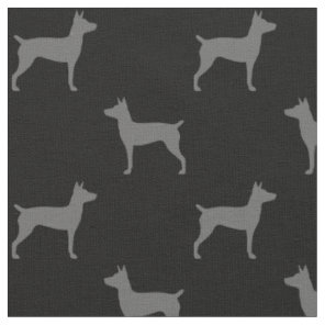 Rat Terrier Silhouettes Grey and Black Patterned Fabric