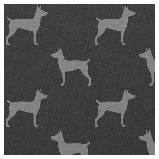 Rat Terrier Silhouettes Grey and Black Patterned Fabric