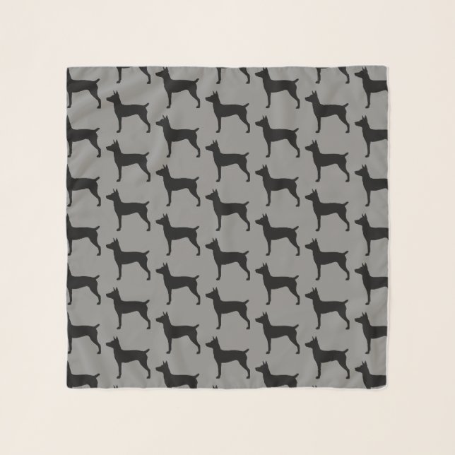Rat Terrier Silhouettes Pattern Scarf (Front)