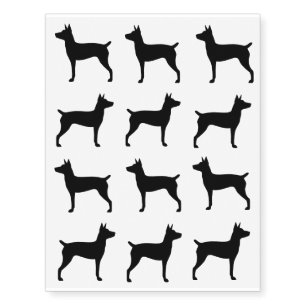 Rat Terrier Silhouettes Temporary Tattoos