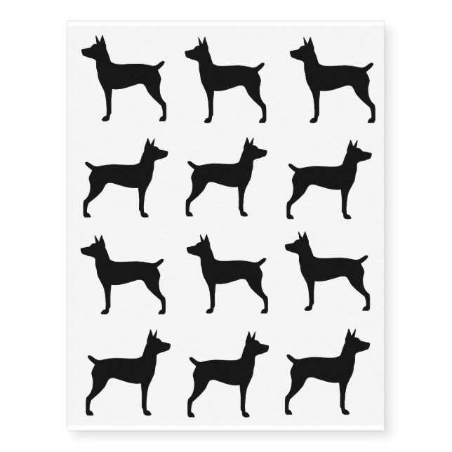 Rat Terrier Silhouettes Temporary Tattoos (Front)