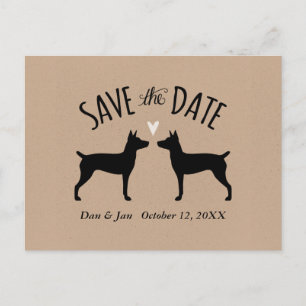 Rat Terrier Silhouettes Wedding Save the Date Announcement Postcard