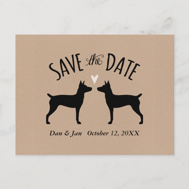 Rat Terrier Silhouettes Wedding Save the Date Announcement Postcard (Front)