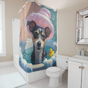 Rat Terrier Sloppy Sleepy Cute Funny Shower Curtain