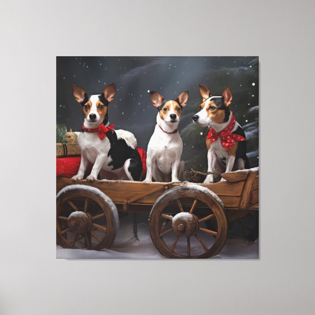Rat Terrier Snowy Sleigh Christmas Decor (Front)