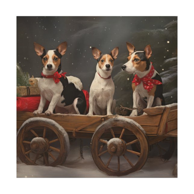 Rat Terrier Snowy Sleigh Christmas Decor (Front)