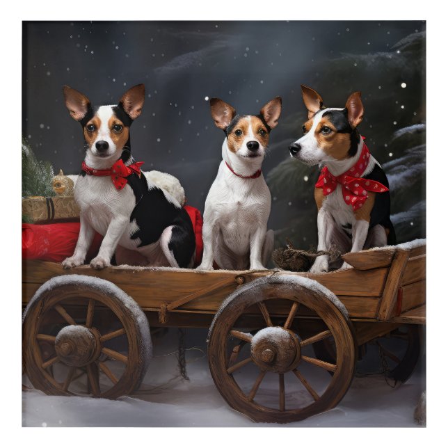 Rat Terrier Snowy Sleigh Christmas Decor (Front)
