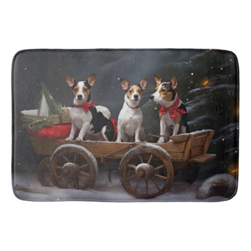 Rat Terrier Snowy Sleigh Christmas Decor Bath Mat