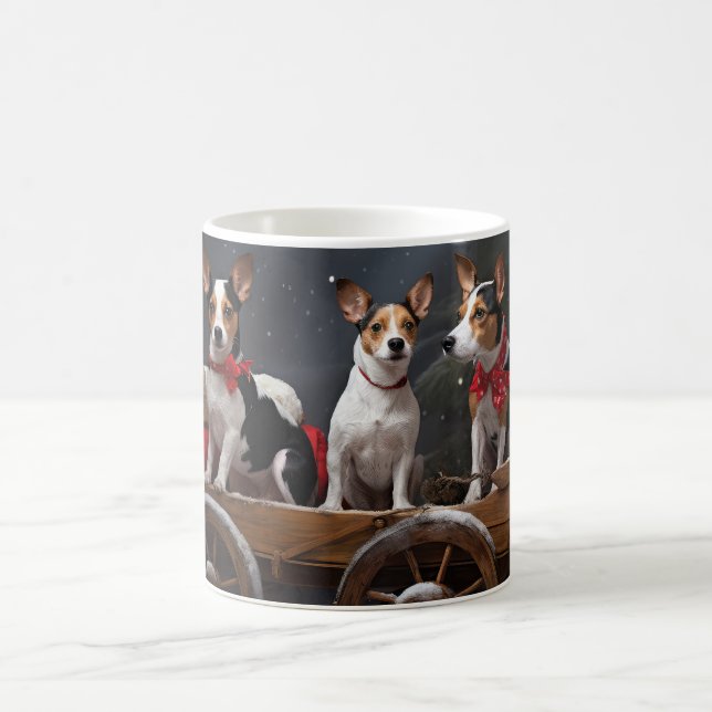 Rat Terrier Snowy Sleigh Christmas Decor Coffee Mug (Center)