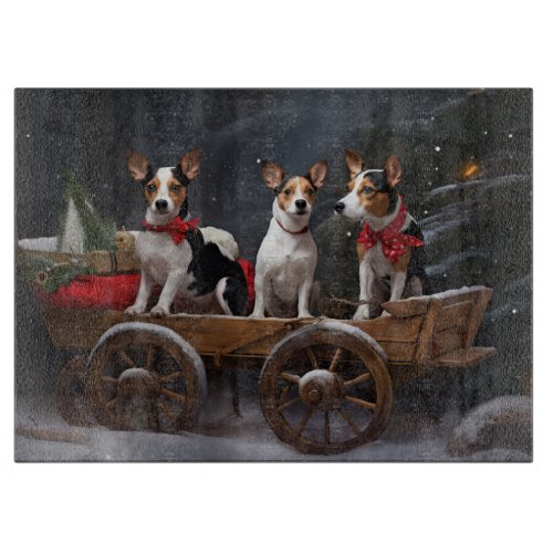 Rat Terrier Snowy Sleigh Christmas Decor Cutting Board