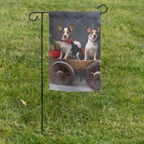 Rat Terrier Snowy Sleigh Christmas Decor Garden Flag