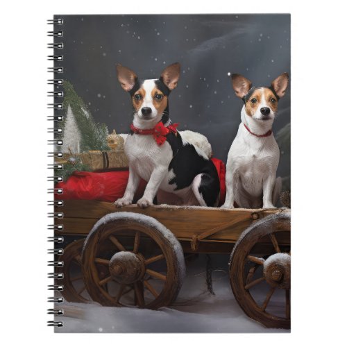 Rat Terrier Snowy Sleigh Christmas Decor Notebook