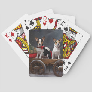 Rat Terrier Snowy Sleigh Christmas Decor Poker Cards