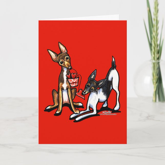 Rat Terrier Sweethearts Valentines Holiday Card (Front)