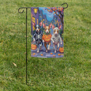 Rat Terrier Trick-or-Treating Halloween Costumes Garden Flag