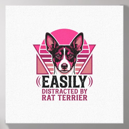Rat Terrier Vintage Easily Distracted Dog Shirt De Canvas Photo Tile