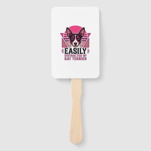 Rat Terrier Vintage Easily Distracted Dog Shirt De Hand Fan
