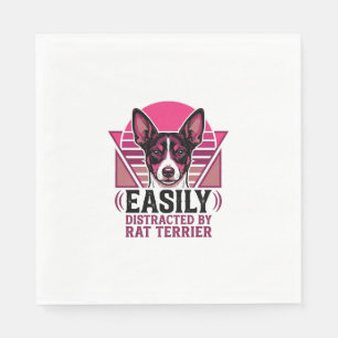 Rat Terrier Vintage Easily Distracted Dog Shirt De Napkins