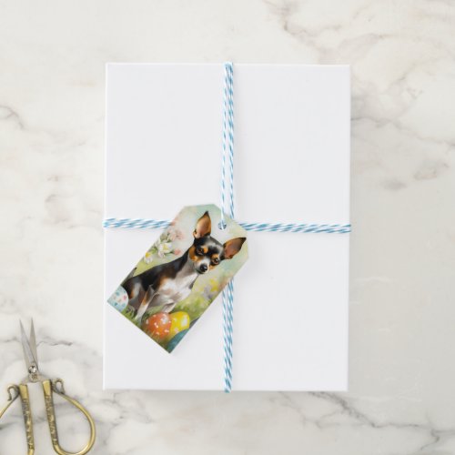 Rat Terrier with Easter Eggs Holiday Gift Tags