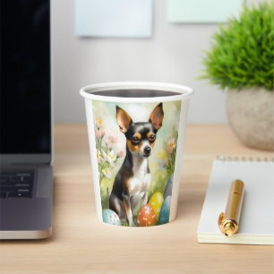 Rat Terrier with Easter Eggs Holiday Paper Cups