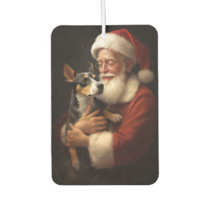 Rat Terrier With Santa Claus Festive Christmas Air Freshener