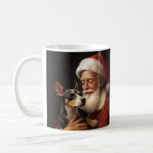 Rat Terrier With Santa Claus Festive Christmas  Coffee Mug