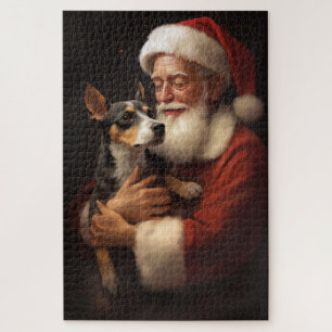 Rat Terrier With Santa Claus Festive Christmas  Jigsaw Puzzle
