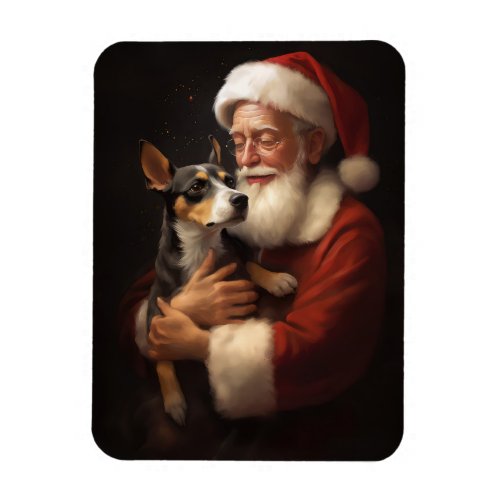 Rat Terrier With Santa Claus Festive Christmas  Magnet