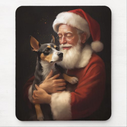 Rat Terrier With Santa Claus Festive Christmas  Mouse Pad