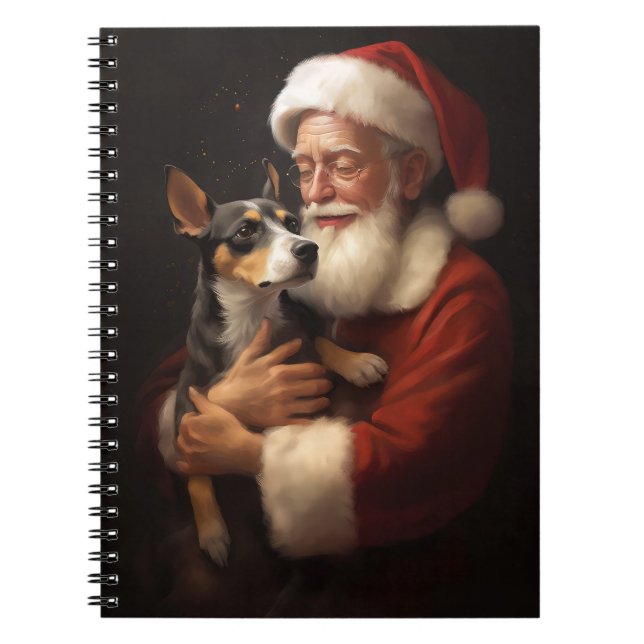 Rat Terrier With Santa Claus Festive Christmas  Notebook (Front)