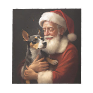 Rat Terrier With Santa Claus Festive Christmas Notepad